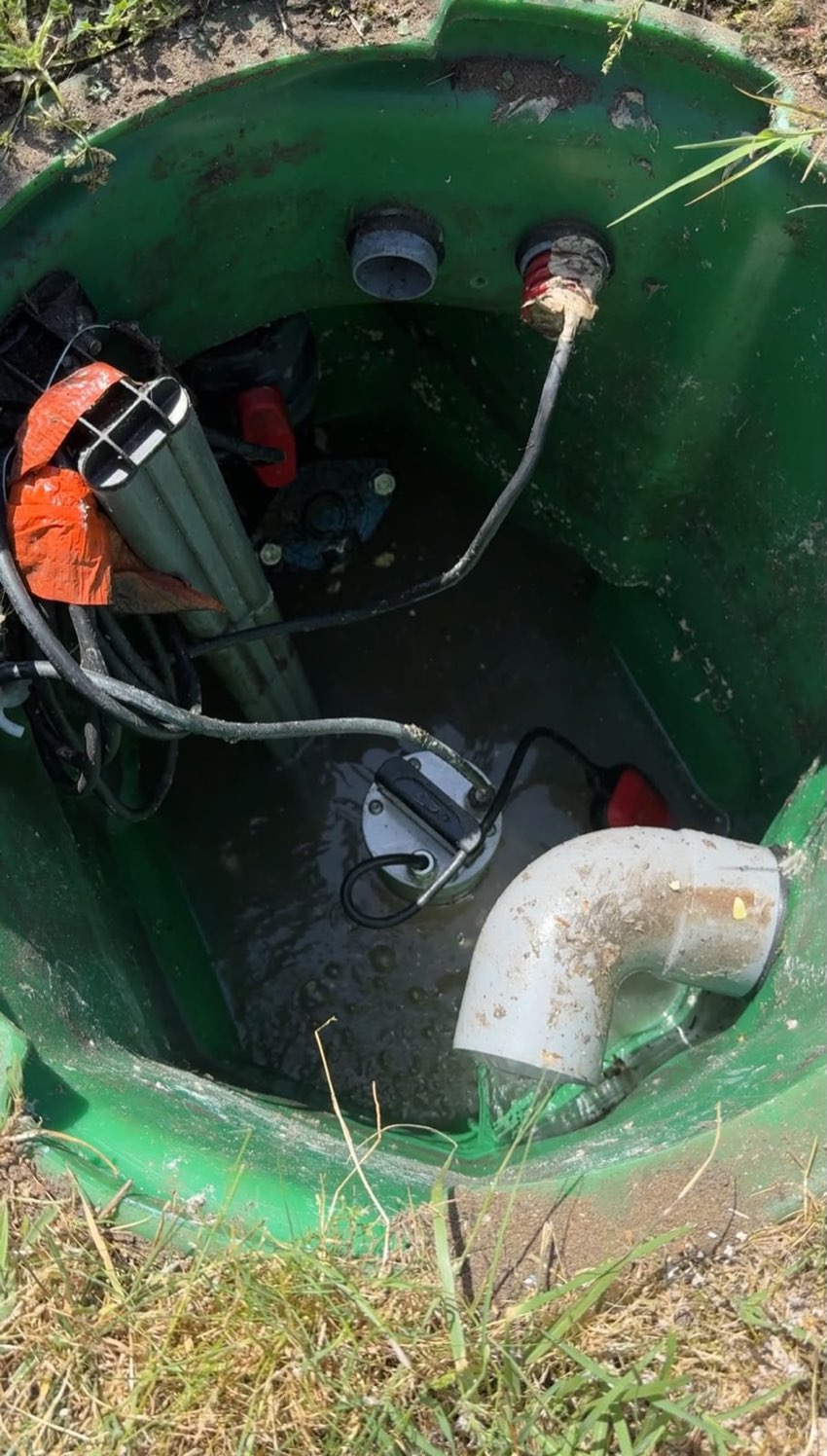 Poste de relevage en eau, refoulement en fonctionnement